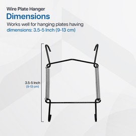 Invisible Plate Hangers for Wall | Decorative Dish Display Holders Hanging Wires Spring Hook Holder Fit to Hang on Wall (Black Plate Hanger, 9 -13 cm (3.5 - 5 Inch))