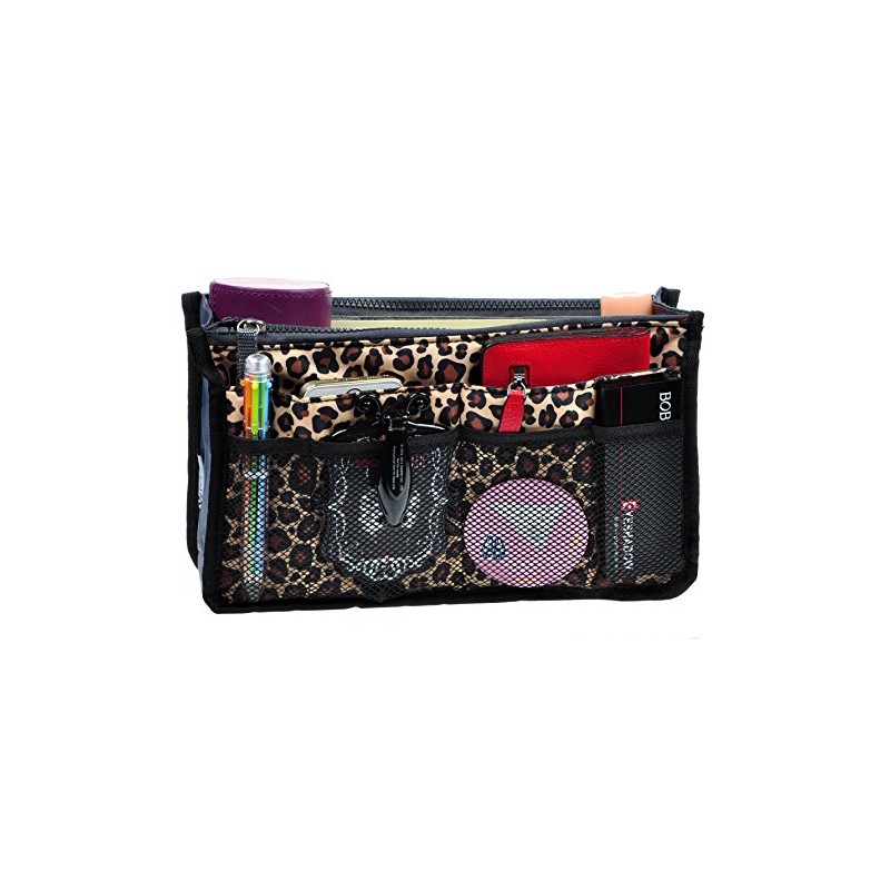 Vercord Purse Organizer,Insert Handbag Organizer Bag in Bag Leopard S