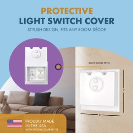 HomeStar Safety Light Switch Guard | Right Duplex Style | Child Proof Light Switch Plate | Baby Proof Light Switch Protection | Switch Lock Cover | White