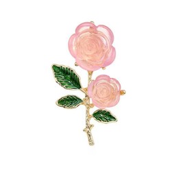 Delicate Pink Rose Brooch Elegant Flowers Lapel Pins Corsage For Women Girls Charm Wedding Dancing Party Banquet Dress Suit Bouquet Ceremony Accessories Fashion Jewelry Mother's Day Valentine's Day Gift