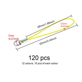 UMCHU Pack of 120 Key Rings, Finger Lanyard, Small Wrist Strap, Key Finder and ID Sleeves, for USB Drive, Key Ring, Wallet, MP3, Camera, Badge (Looped Cord-120)