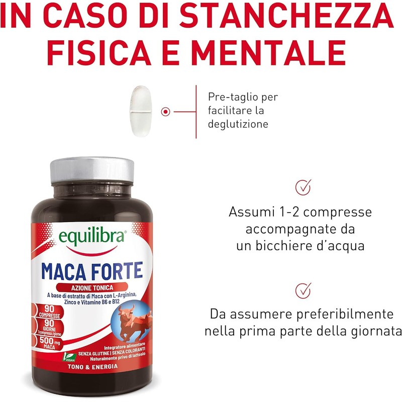 Equilibra Integratori Alimentari, Maca Forte, Tono e Vigore Fisico, Altodosato
