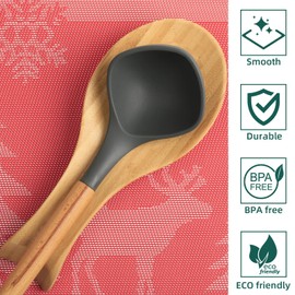 Spoon Rest for Stove Top, Bamboo Wood Spoon Holder for Kitchen Counter, Perfect Larger Utensil Rest for Spatula, Spoon or Tong, Modern, Rustic & Smooth Spoon Rest as a Dining Table Decor 10.6" x 6.7"