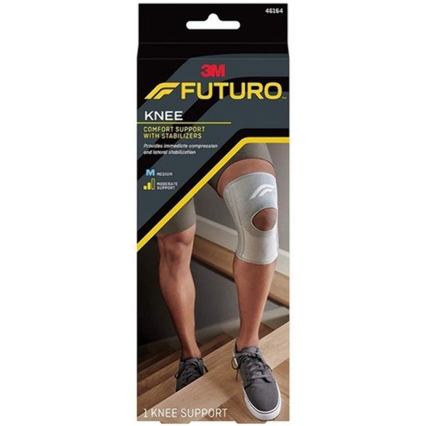 FUTURO Comfort Knee Support with Stabilizers, Ideal for Sprains, Strains, and General Support, Breathable, Small