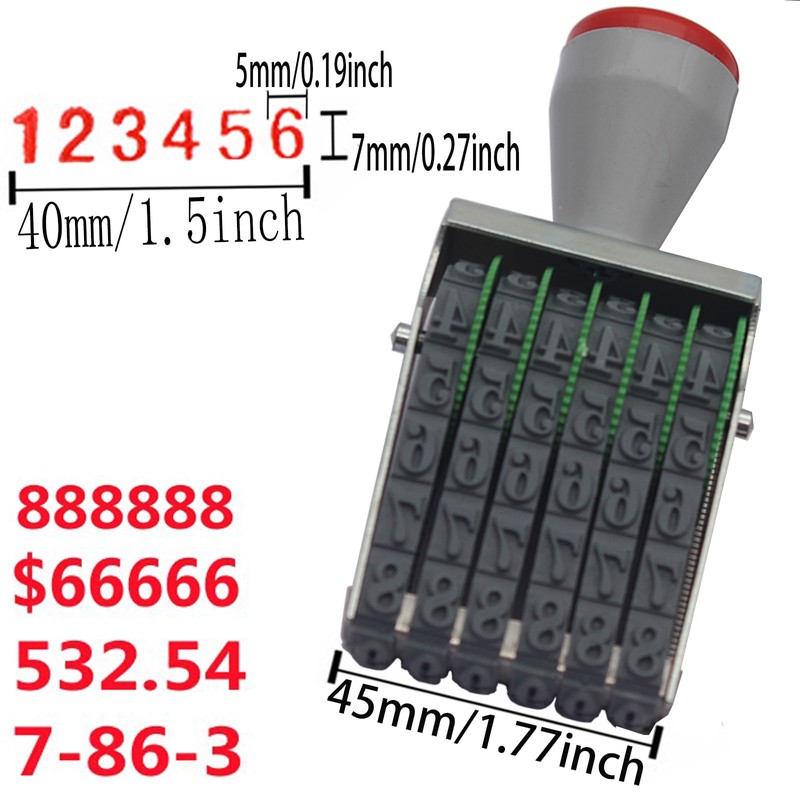 Number Stamp,zeng 6 Digits Changeable0-9 Numbers & Symbol Multi-Function DIY