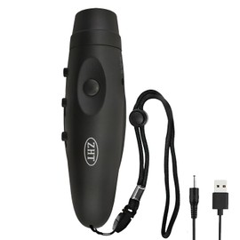 ZHT Silbatos electrónicos para árbitros con carga USB, silbato de emergencia de 3 tonos y alto volumen para entrenadores y maestros, silbatos de seguridad al aire libre con cordón - Color Negro