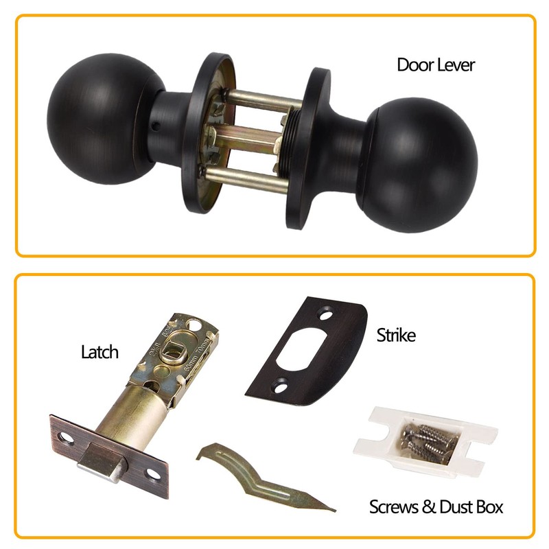 Passage Door Knobs, Left or Right Handing, Oil Rushed Brozen