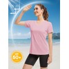 SMENG Pink Shirts for Women Basic Vneck Short Sleeve Sun