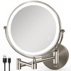 GREENFROM Rechargeable Wall Mounted Makeup Mirror Brushed Nickel, 8.5'' Magnifying