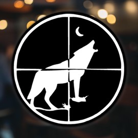 Coyote Hunting Vinyl Decal | 5.5" White on Black | for Cars, Trucks, Windows, Laptops & More