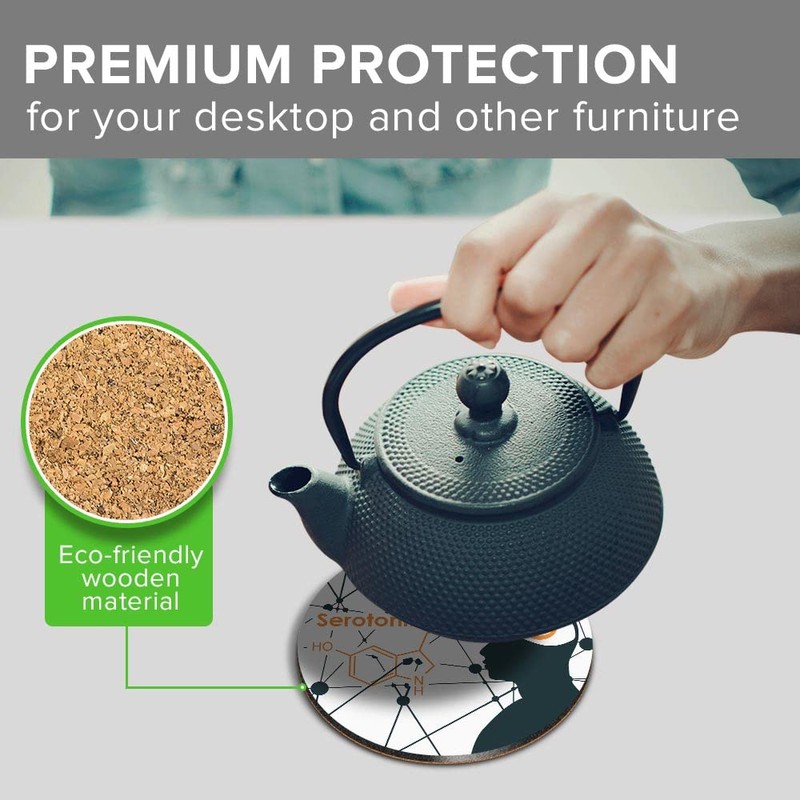 1 x Round Jumbo Size Coaster 12cm Serotonin Hormone Joy