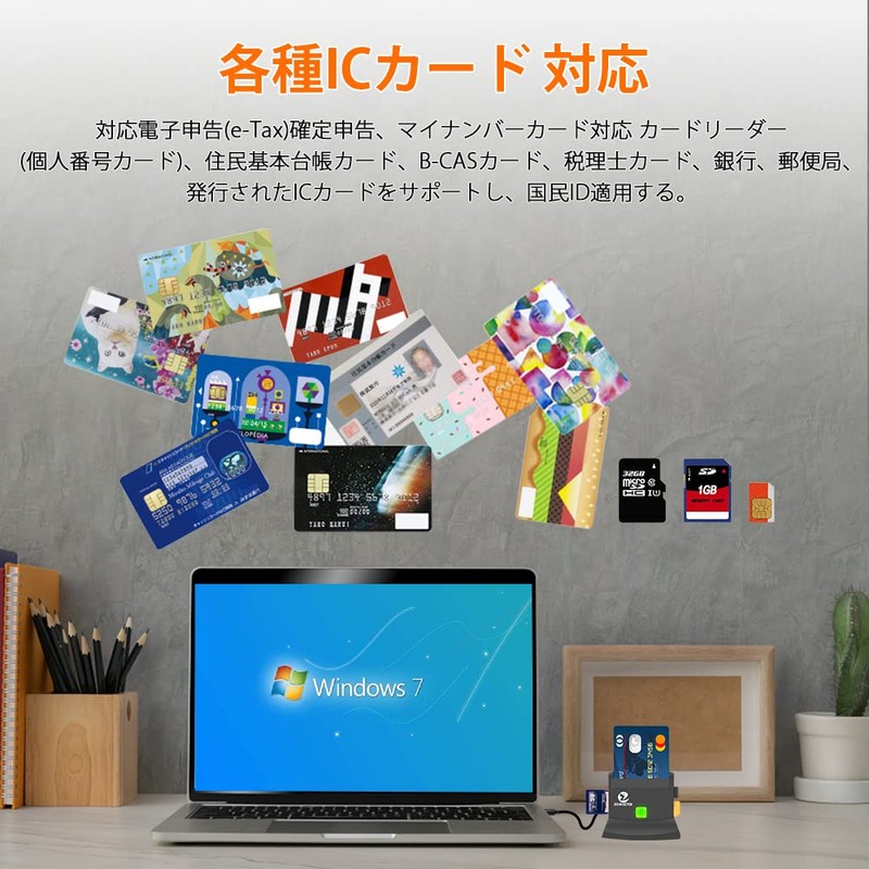 ZOWEETEK IC Card Reader, Card Reader, My Number Compatible, SD