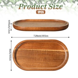 Small Wood Tray, 7.3"x 4" Mini Wooden Serving Tray Bathroom Countertop Organizer Trays Wood Counter Plates for Coffee Tables, Dessert, Snack, Fruit, Vegetable, Decor Restaurant