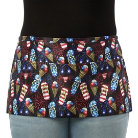 Patriotic Waitress Apron for Fourth of July and Summer BBQs and Parties, American Flag, Stars, Server Aprons with 3 pockets, Red White and Blue