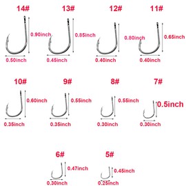500pcs/box Small Fishing Hooks 10 Sizes High-Carbon Steel Fish Hooks Barbed Fishing Hooks Portable Boxed Hooks Size: 5#-14#