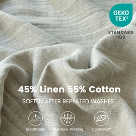 Simple&Opulence Linen Cotton Blanket with Double Layered Folded Edge for Couch/Bed/Sofa/Gift, Natural Flax Solid Color Soft Breathable Cozy Farmhouse Home Décor - Linen, 90"x90"