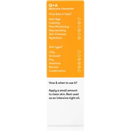 Q+A Aceite facial Super Food. Un aceite facial que mejora el aspecto de la piel gracias a sus ingredientes 100% naturales. 30 ml/1 fl.oz