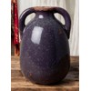 Decorative Stoneware Vase, Double Handles, Purple, 12 cm Height, Antique