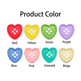 CANDEOLA 40-Pcs 7/8" Heart Resin Buttons | Bulk Assorted Colorful Buttons for Sewing Clothing Knitting Crafts Decoration (23mm, 8 Colors, 5 Pcs/Color)