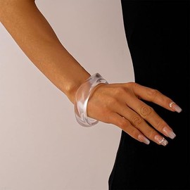 COLORFUL BLING Acylic Resin Bangles Bracelets for Women Chunky Bangles Geometric Irregular Plastic Wristbands-transparent
