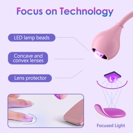 AORAEM UV Nail Lamp Rechargeable Gooseneck UV Light for Gel Nails Touch Flash Cure Lamp Nail Dryer with Clamp, Portable LED Gel X Light 3 Level Timing Home Professional DIY Manicure Salon (Pink)