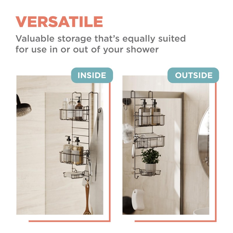 Zenna Home Shower Caddy Hanging Over the Shower Door Organizer,