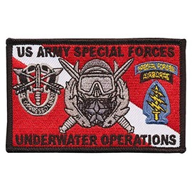 Bayonet Design TM - Special Forces Underwater Operations Embroidered Patch - 4" X 2 1/2" Wax Backed (Diver Down Style) Merrowed Edge - Green Beret - Combat Diver - ODA - SFG