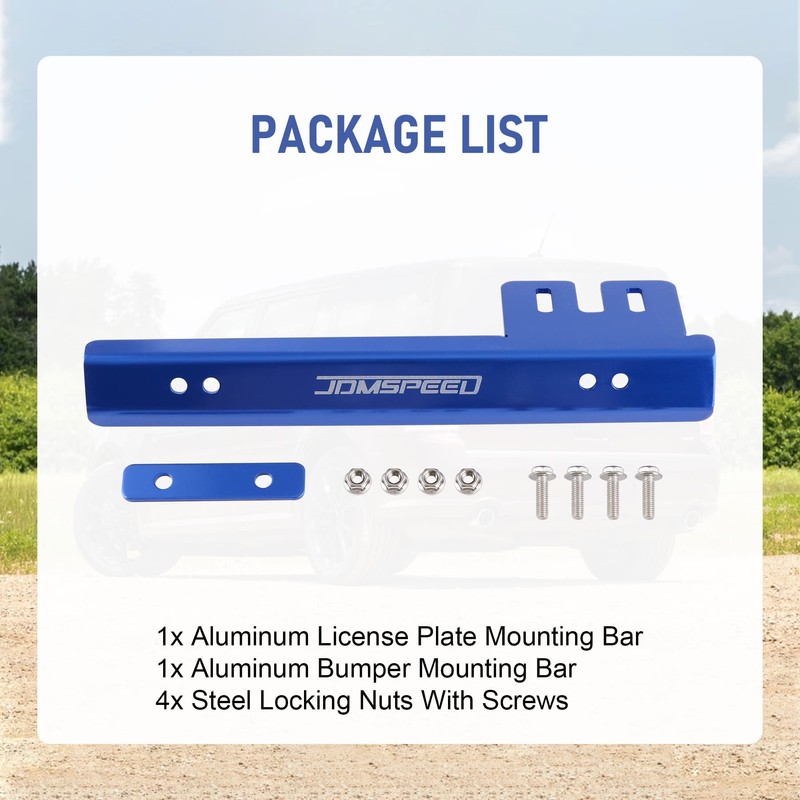 JDMSPEED Universal Blue Front Bumper License Plate Mount Bracket Relocator