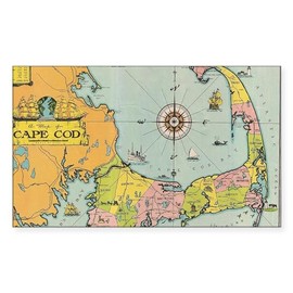 CafePress Vintage Map of Cape Cod Rectangle Bumper Sticker Car Decal
