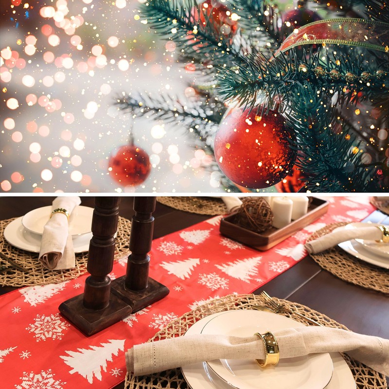 Lang Horn Handmade Christmas Table Runner with Printed Christmas Motif