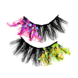 Baluue 1pair Glitter Eyelashes Fluorescent Color-changing Fake Lashes for Party Makeup Shiny Easy to Carry for Celebrations and Festivals