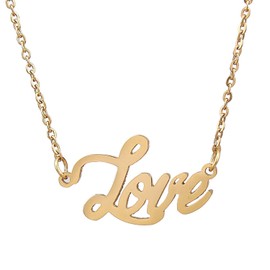 HUAN XUN Gold Color Plated Word Necklace I Love You to The Moon and Back Jewelry, Love