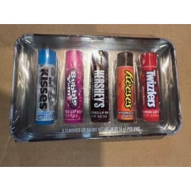 Centric Hershey  5 Pack Candy Flavored Lip Balm tin  Twizzlers Reeses Bubble Yum kisses