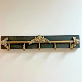 Enchanted Cottage Shop Floral Wall Hook 5 Hooks Coat Hat Rack Vintage Antique Style