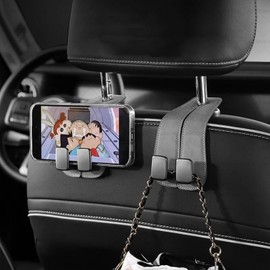 JUSTBOKU Headrest Hooks, Car Hooks, Luggage Hang, Car Seat Hooks, Car Double Sided Hooks, Car Storage Hooks, Set of 2 (Brown)