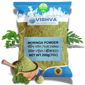 VISHVA, Moringa Powder Organic, Canadian Owned Moringa Leaf Powder, 200g (7oz) Superfood for Energy, Digestion & Immunity Boost, Lab Tested for Purity