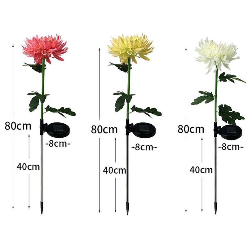 2 Pack Outdoor Solar Lights Outdoor Waterproof Chrysanthemum Flowers Stake