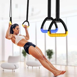 Grapelet A Pair of Adult Rings, Fitness Rings Equipment, Pull-up Rings, Adult Home Fitness Rings no-Punch bar Lanyard for Training Workouts（Yellow）