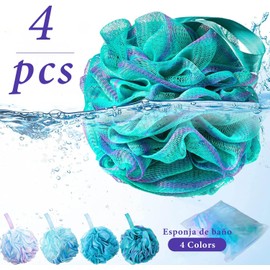 Juego 4 Esponjas de baño, Esponja exfoliante corporal, Esponja baño suave para Hombres y Mujeres, Limpieza Profunda Esponjas Exfoliantes,juego de loofah sponge suave extra grande - 75g