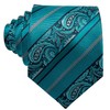 Barry.Wang Men Ties Silk Teal Paisley Necktie Set Handkerchief Cufflinks