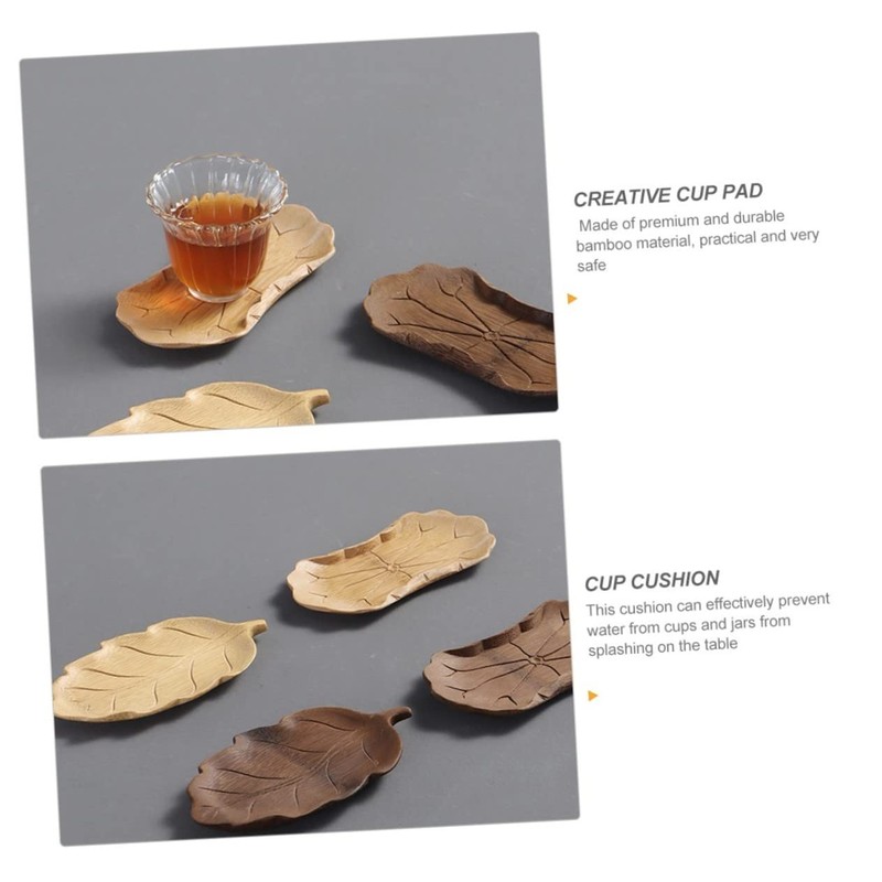 STOBAZA Bamboo Leaf Coaster Heat Insulation Pad Decorative Bamboo Holder