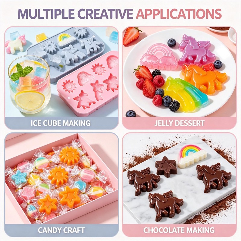 8-Cavity Unicorn Silicone Molds, 2-Pack (Blue & Pink)