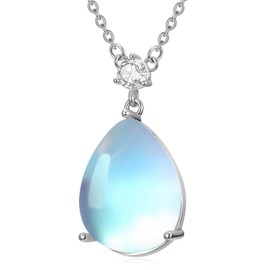 925 Sterling Silver Moonstone Pendant Necklace, Dainty Moonstone Necklace Jewelry Gifts for Women, with 18+2inch Chain (Style 9)