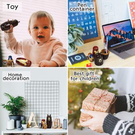 Santa Claus Russian Nesting Dolls Toys 5pcs Cute Animal Bear Dog Wooden Matryoshka Dolls Handmade for Kids (03 Bear)