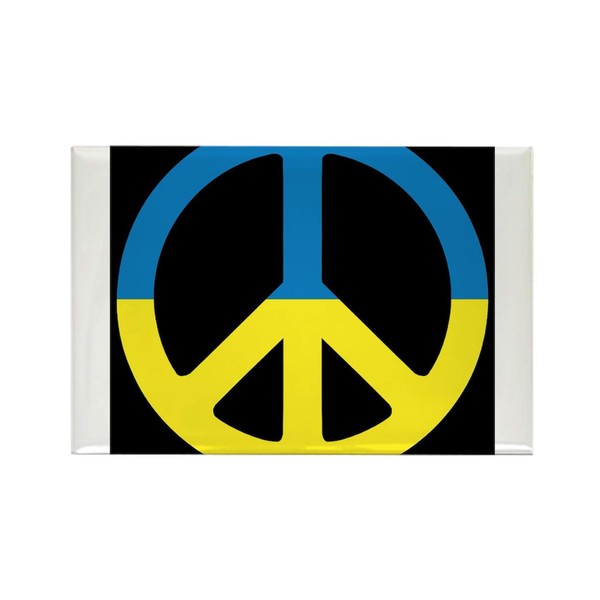CafePress Peace Sign Ukraine Flag Magnets Rectangle Magnet, 3"x2" Refrigerator