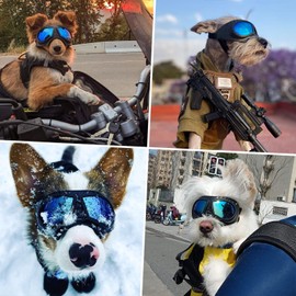 Billionchains Small Dog Goggles Windproof for Small-Medium Breeds Dog Sunglasses Anti-UV with Adjustable Straps - Blue