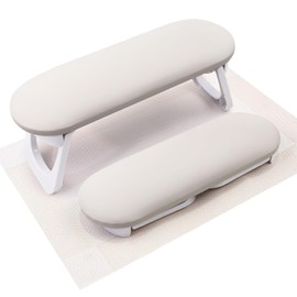 Reposabrazos Subay para uñas, reposabrazos plegable de PU para manos de acrílico, cojín para manos, soporte para manos de uñas, accesorio para arte de uñas, herramienta para técnicos de uñas, manicura y pedicura, uso en salón y hogar - Gris Claro