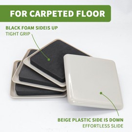 COVERCORNER Furniture Sliders for Carpet 16 PCS - 3 1/2 inch Furniture Moving Slider Chair Legs Floors Protectors Square Furniture Movers Sliders – Move Your Furniture Easy & Safely(for Carpet)