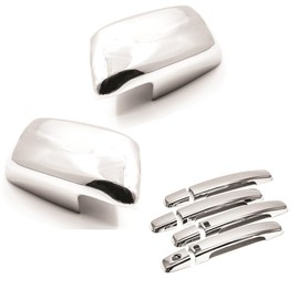 Sizver Chrome Door Mirrors + Handles Covers for 2005-2017 Nissan Frontier ^with Smart Keyholes on Driver&Passenger Side^