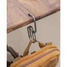 sayram ST6 Titanium Purse Hook for Table, Carabiner Hook for Outdoor, Lightweight Titanium Purse Hanger for Desk, Backpack Carabiner Clip (Polished)